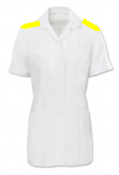 Housekeeper's uniform at ELH, white with yellow epaulettesT