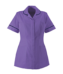 Assistant matron's uniform at ELHT purple with navy trim