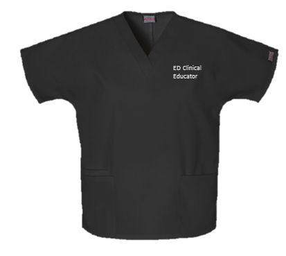ED Clinical Educator's uniform at ELHT, black top