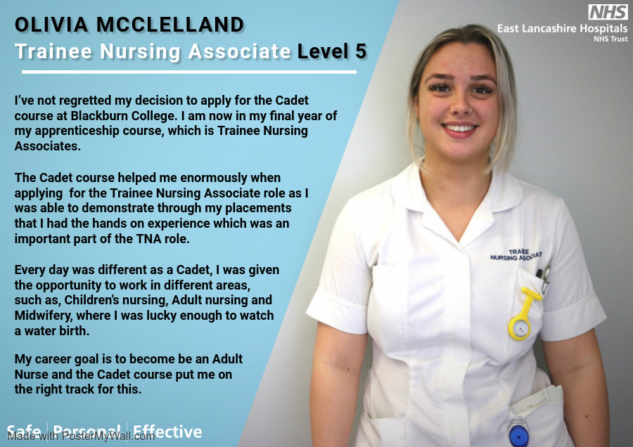Olivia Mcclelland trainee nursing associate level 5 personal experience 