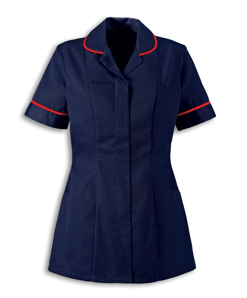Ward matron's uniform at ELHT navy with red piping